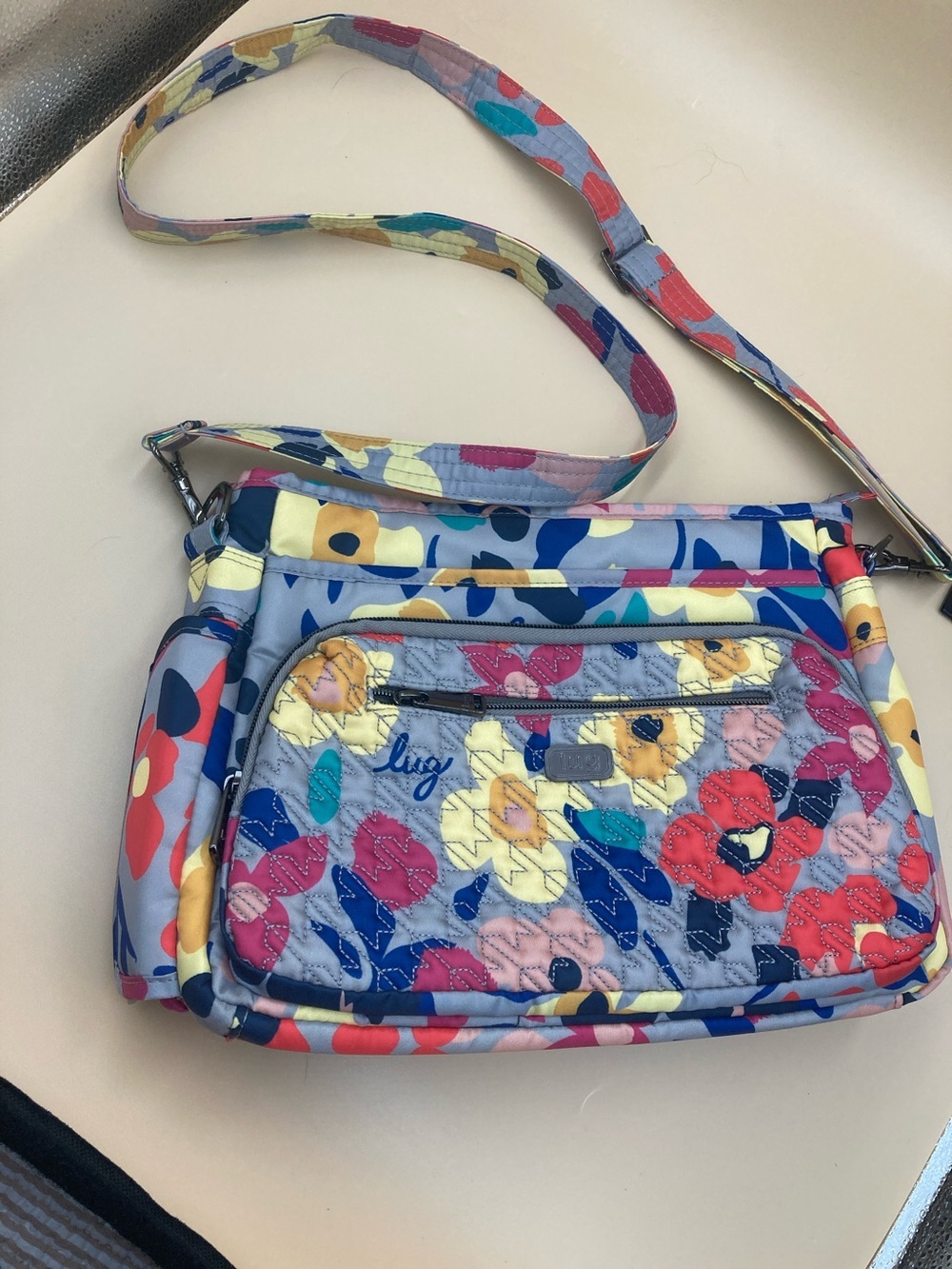 lug Floral Quilted Crossbody Bag - Blue, Red, Yellow, Pink